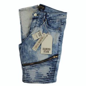 Diamond Stash Women Blue Regular Fit Medium Wash Distressed Skinny Jeans Size‎ 7